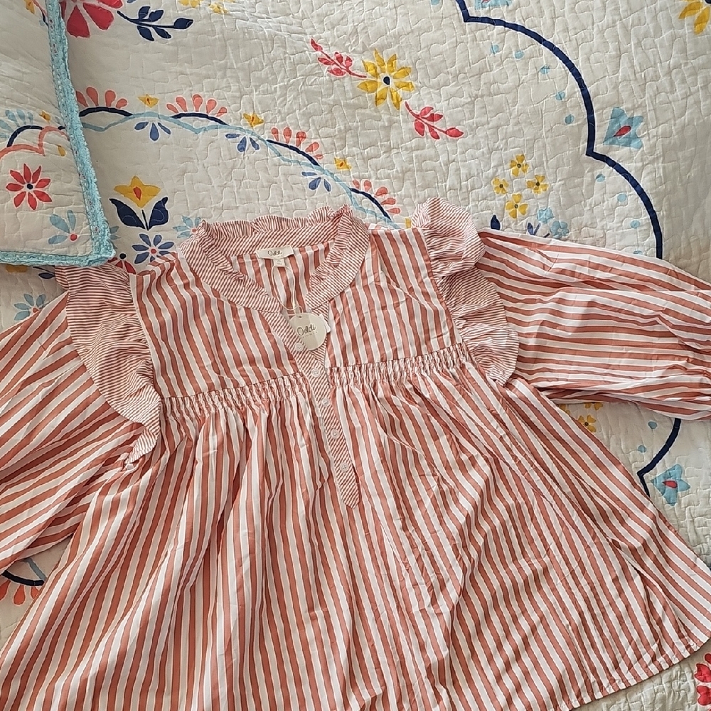 Oddi Striped Pink and White Blouse 3XL